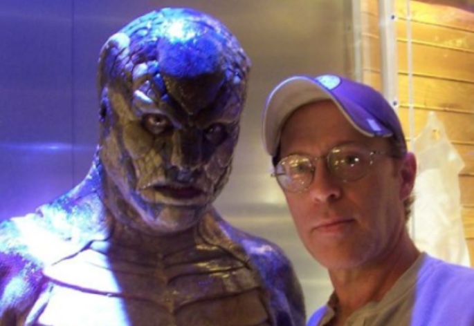 Jeff Farley and one of his Emmy Award-nomination Babylon 5 creations