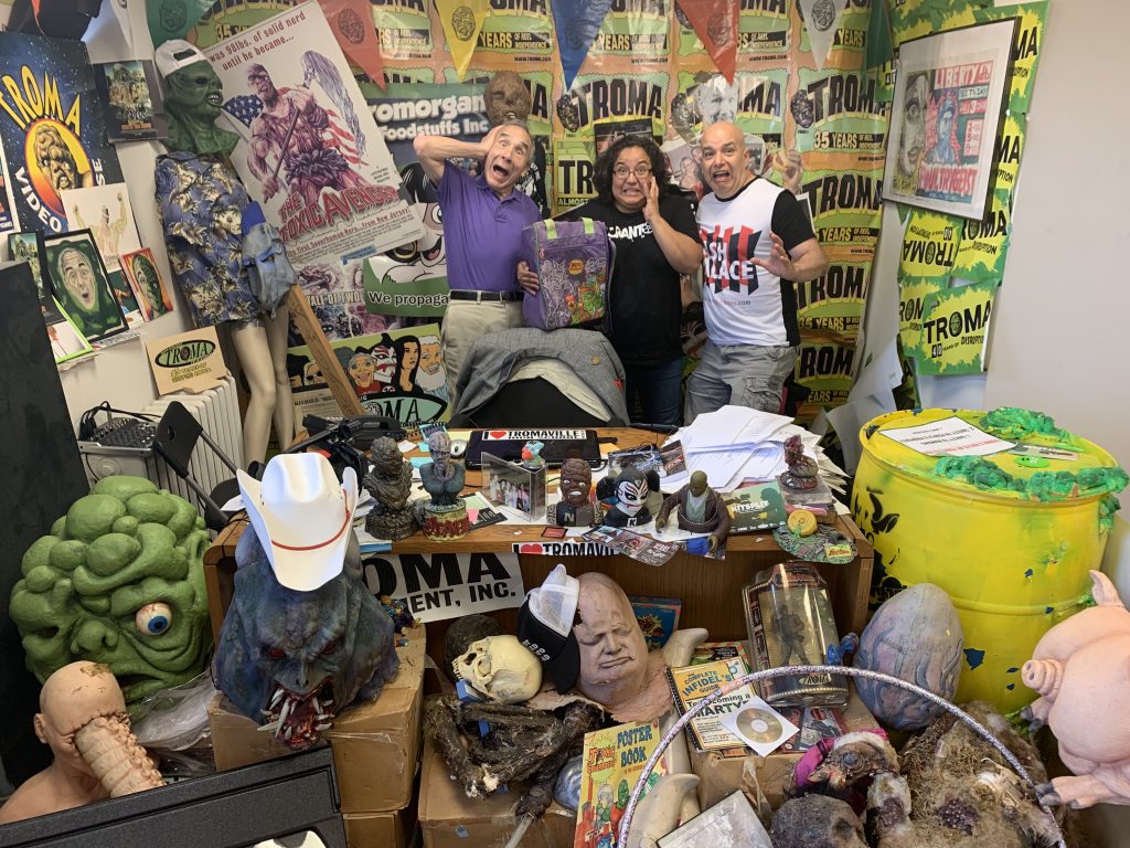 Lloyd Kaufman, Luz Cabrales, and Crash trapped in Tromaville!